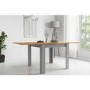New Town Extendable Grey/Natural Dining Set with 2 Chairs in Grey Fabric