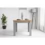 New Town Extendable Grey/Natural Dining Set with 2 Chairs in Grey Fabric