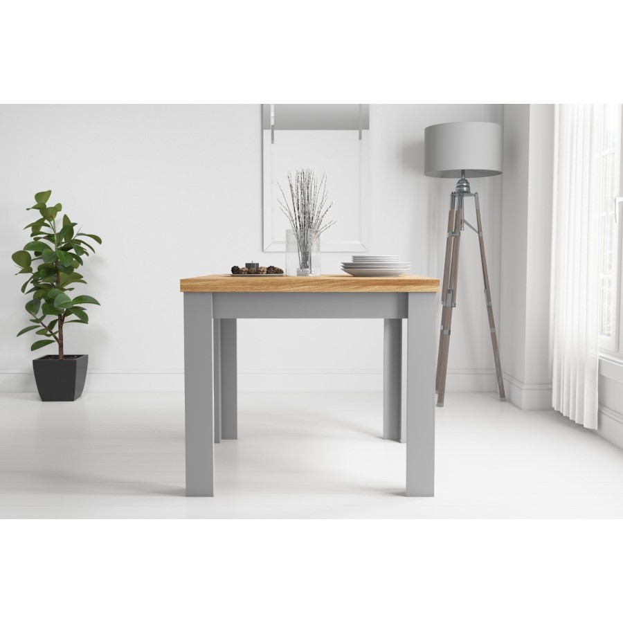 New Town Extendable Grey/Natural Dining Set with 2 Chairs in Grey Fabric