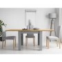 New Town Flip Top Grey/Natural Dining Set with 4 Chairs in Grey Fabric 
