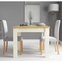 New Town Two Tone Extendable Dining Set with 2 Grey Fabric Chairs