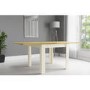 Cream Flip Top Dining Table with Oak Top & 4 Grey Chairs - New Town