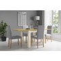 Cream Flip Top Dining Table with Oak Top & 4 Grey Chairs - New Town
