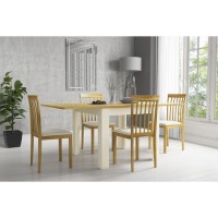 Cream Flip Top Dining Table with Oak Top & 4 Dining Chairs - New Town