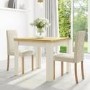 Cream & Oak Flip Top Dining Table & 2 Cream Velvet Chairs - New Haven 