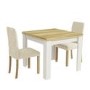 Cream & Oak Flip Top Dining Table & 2 Cream Velvet Chairs - New Haven 
