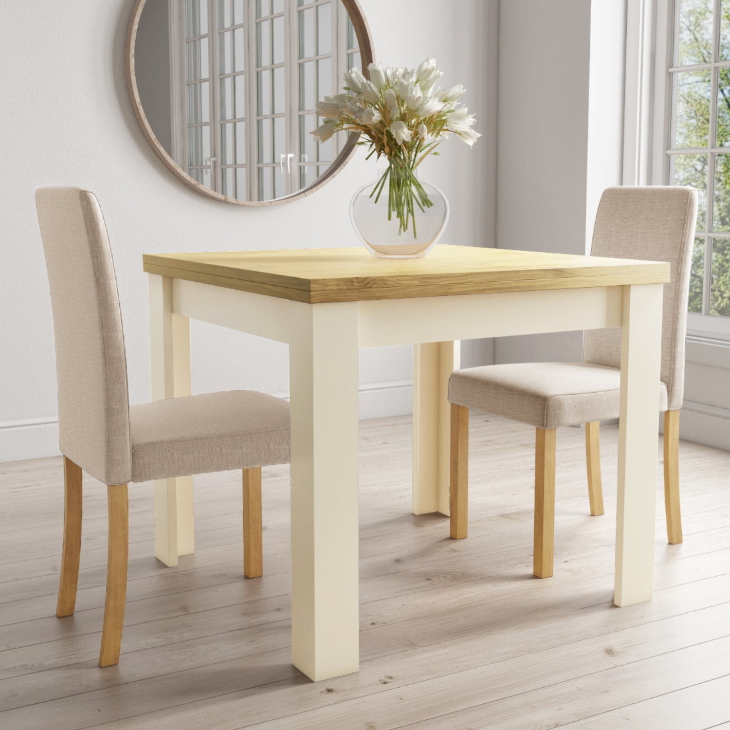 Cream And Oak 2 Seater Dining Set With, 2 Seater Dining Table And Chairs Uk