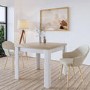 Cream and Oak Extendable Dining Table Set with 2 Beige Fabric Chairs - Seats 2 - New Town