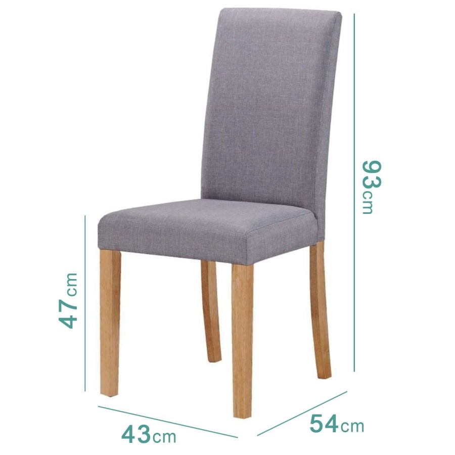 New Town Extendable Oak Dining Table with 2 Dining Chairs in Grey Fabric