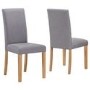 New Town Extendable Oak Dining Table with 2 Dining Chairs in Grey Fabric