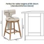 Set of 4 Beige Boucle and Solid Oak Kitchen Stools with Back - Nyla