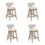 Set of 4 Beige Boucle and Solid Oak Kitchen Stools with Back - Nyla