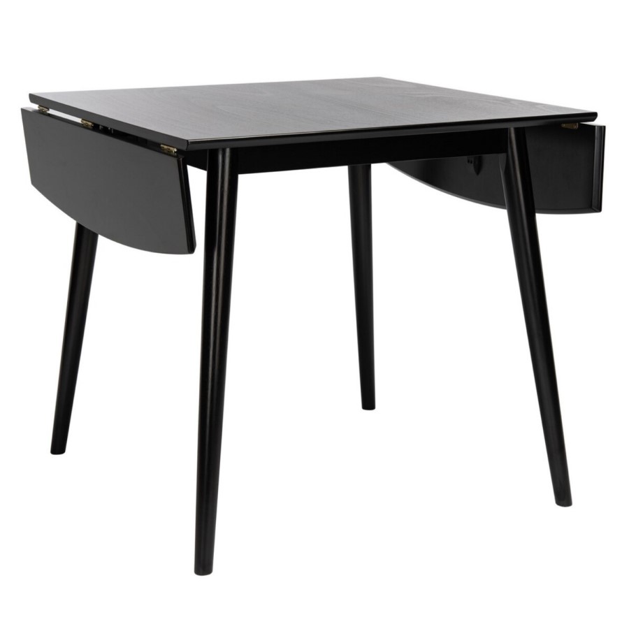 Black Wooden Drop Leaf Dining Table with 4 Spindle Dining Chairs - Olsen