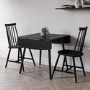 Black Drop Leaf Dining Table Set with 2 Black Spindle Back Chairs - Seats 2 - Olsen