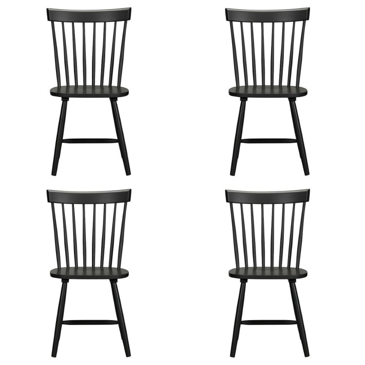 Set of 4 Wooden Black Spindle Dining Chairs - Olsen