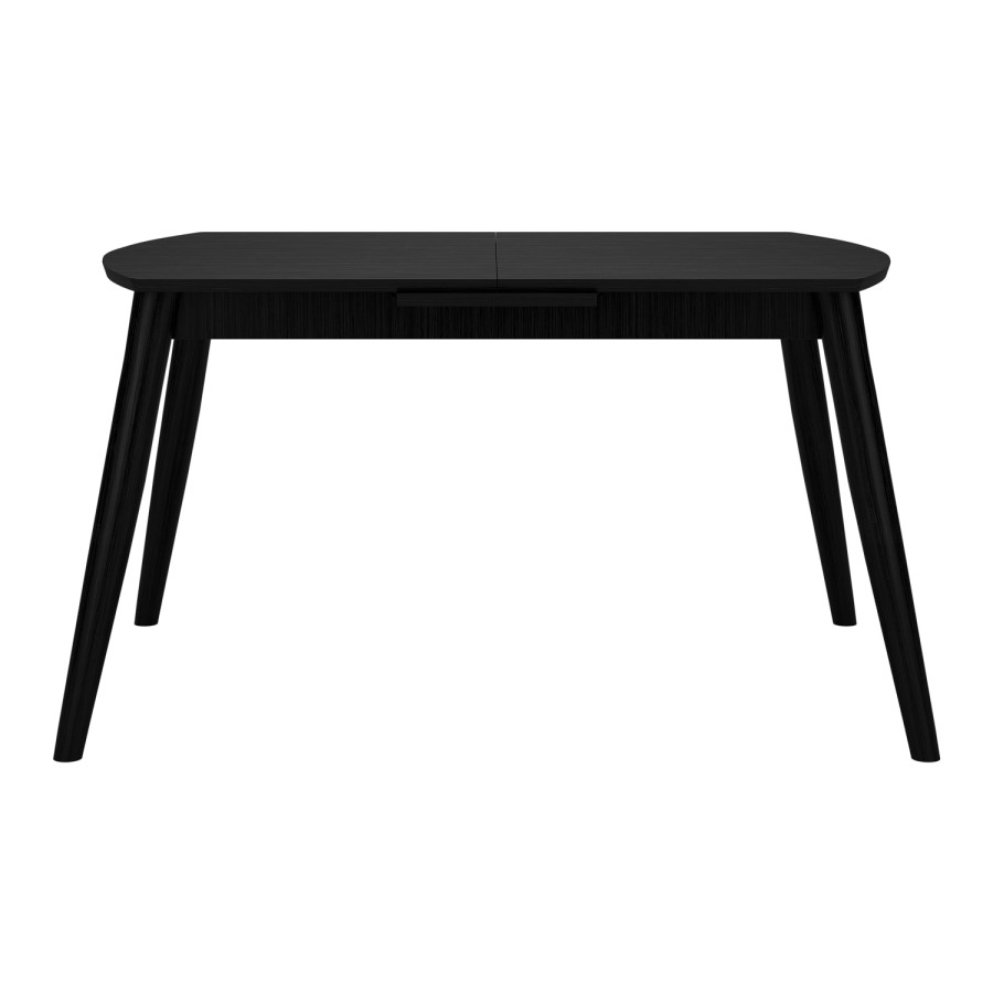 Extendable Black Wooden Dining Table with 6 Spindle Dining Chairs - Olsen