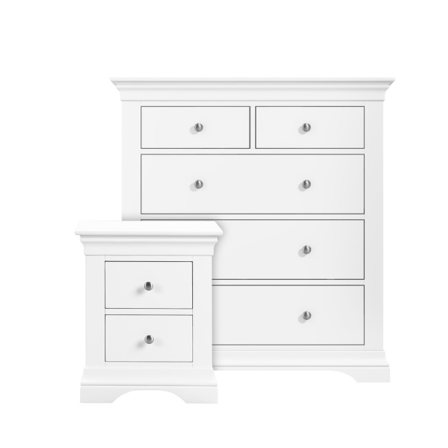 White Bedside Table and Chest of Drawers Set Olivia Furniture123