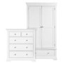 White Wardrobe and Chest of Drawers Set - Olivia