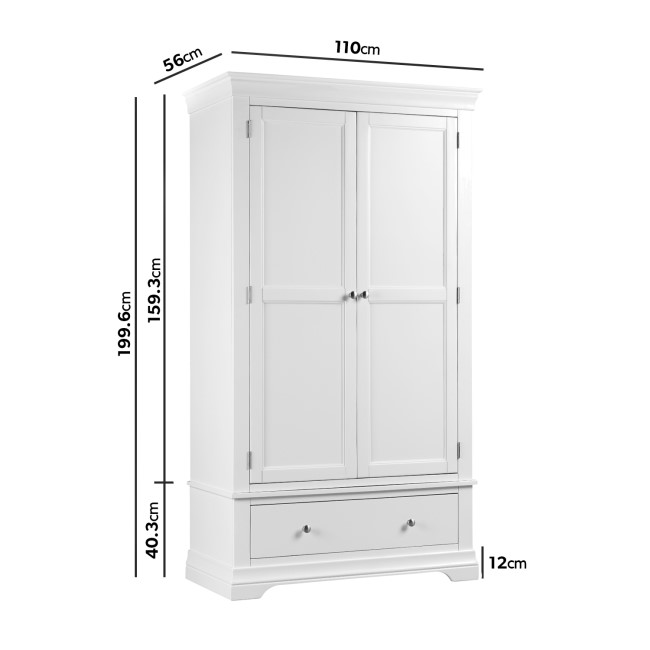 White Wardrobe and Chest of Drawers Set - Olivia