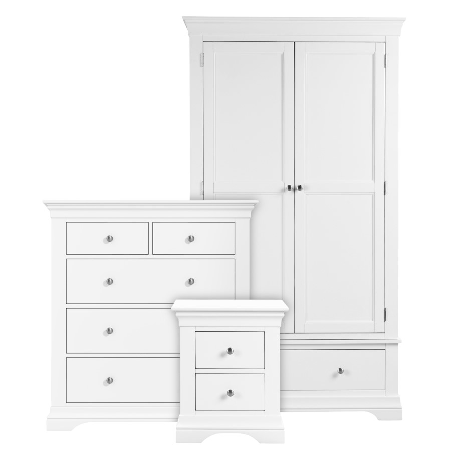 White 3 Piece Bedroom Furniture Set - Olivia