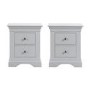 Grey Pair of French 2 Drawer Bedside Tables - Olivia