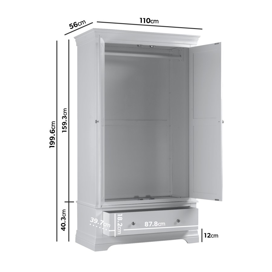 Grey Wardrobe and Chest of Drawers Set - Olivia