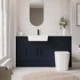 1500mm Blue Toilet and Sink Unit with Storage Unit & Black Fittings - Ontario