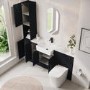 1800mm Blue Toilet and Sink Unit with Storage Units & Black Fittings - Ontario