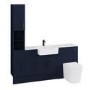 1800mm Blue Toilet and Sink Unit with Storage Units & Black Fittings - Ontario