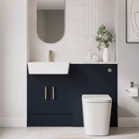 1200mm Blue Toilet and Sink Unit with Brass Fittings - Ontario