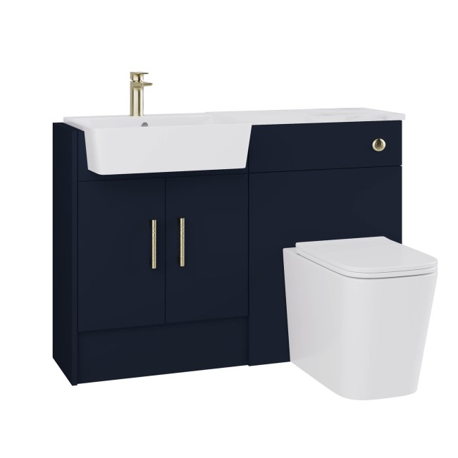 1200mm Blue Toilet and Sink Unit with Brass Fittings - Ontario