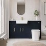 1500mm Blue Toilet and Sink Unit with Storage Unit & Brass Fittings - Ontario