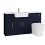 1500mm Blue Toilet and Sink Unit with Storage Unit & Brass Fittings - Ontario