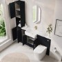 1800mm Blue Toilet and Sink Unit with Storage Units & Brass Fittings - Ontario