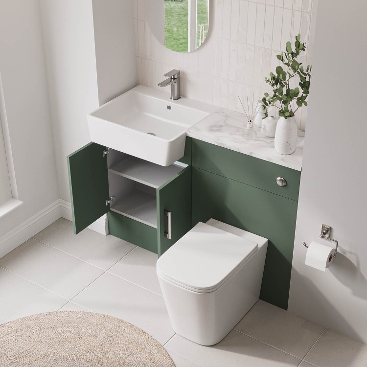 1200mm Green Toilet and Sink Unit with Chrome Fittings - Ontario