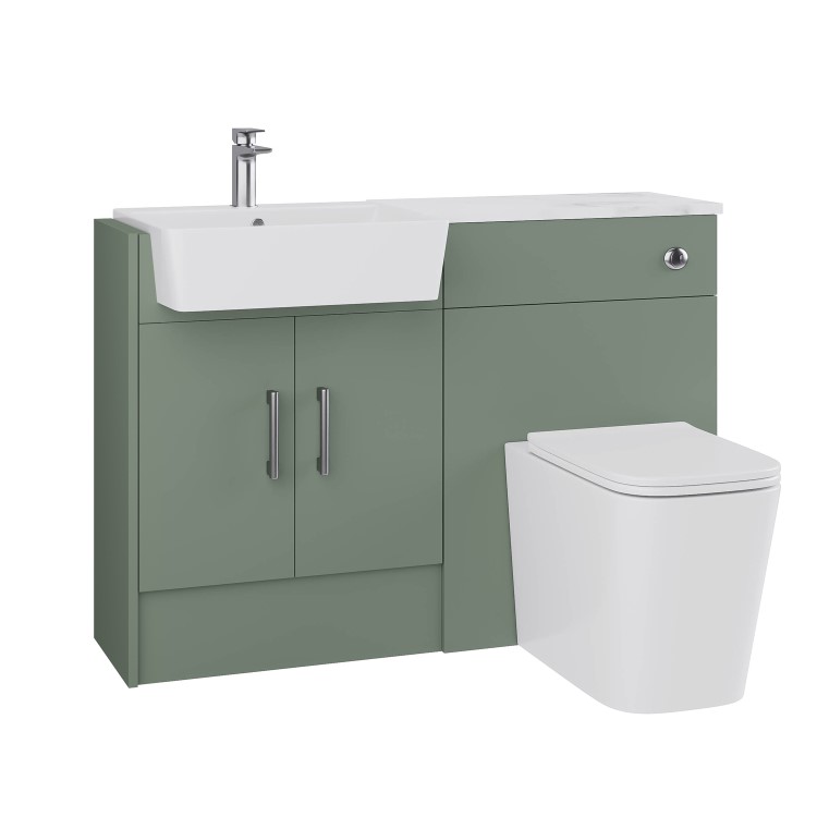 1200mm Green Toilet and Sink Unit with Chrome Fittings - Ontario