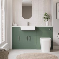 1500mm Green Toilet and Sink Unit with Storage Unit & Chrome Fittings - Ontario