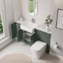 1500mm Green Toilet and Sink Unit with Storage Unit & Chrome Fittings - Ontario