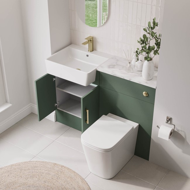 1200mm Green Toilet and Sink Unit with Brass Fittings - Ontario