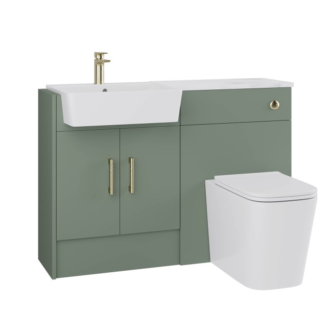 1200mm Green Toilet and Sink Unit with Brass Fittings - Ontario