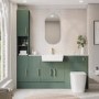 1800mm Green Toilet and Sink Unit with Storage Units & Brass Fittings - Ontario