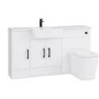 1500mm White Toilet and Sink Unit with Storage Unit & Black Fittings - Ontario