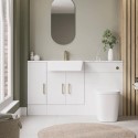 BUN/ONT600BVUW/93612 1500mm White Toilet and Sink Unit with Storage Unit & Brass Fittings - Ontario