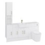 1800mm White Toilet and Sink Unit with Storage Units & Brass Fittings - Ontario