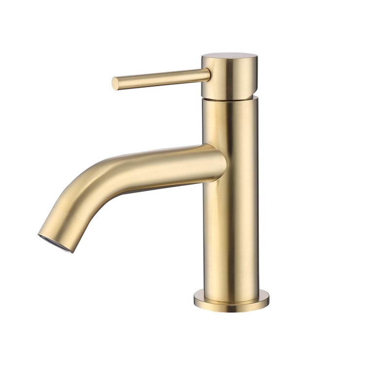 Brushed Brass Cloakroom Mono Basin Mixer Tap - Arissa