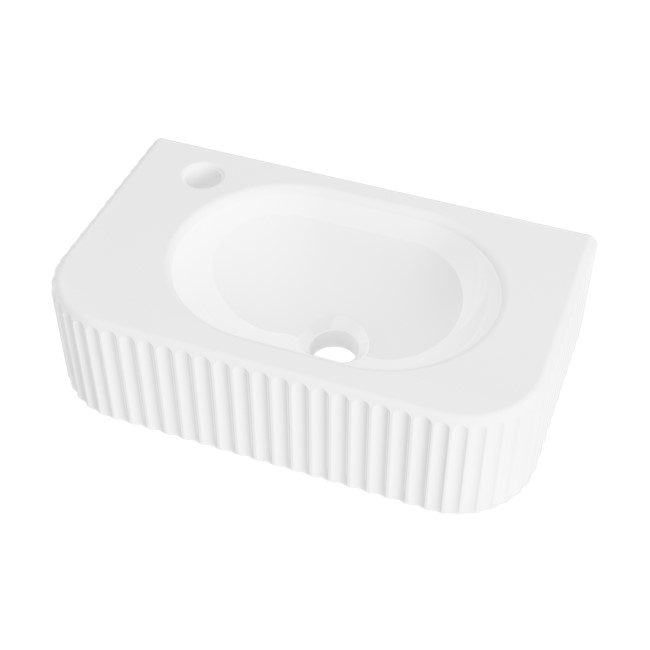 White Rectangular Fluted Wall Hung Basin 410mm - Oregon