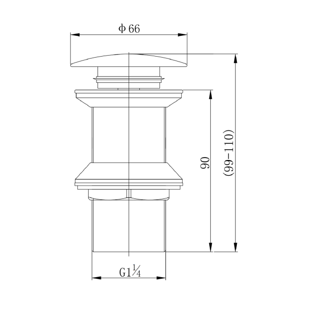 Brushed Brass Click Clack Unslotted Basin Waste - Arissa