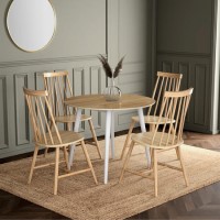 Oak Two Tone Drop Leaf Dining Table with 4 Oak Spindle Dining Chairs