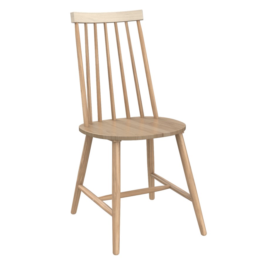 Oak Two Tone Round Drop Leaf Dining Table with 4 Wooden Spindle Dining Chairs
