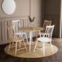 Oak Two Tone Round Drop Leaf Dining Table with 4 Wooden Spindle Dining Chairs